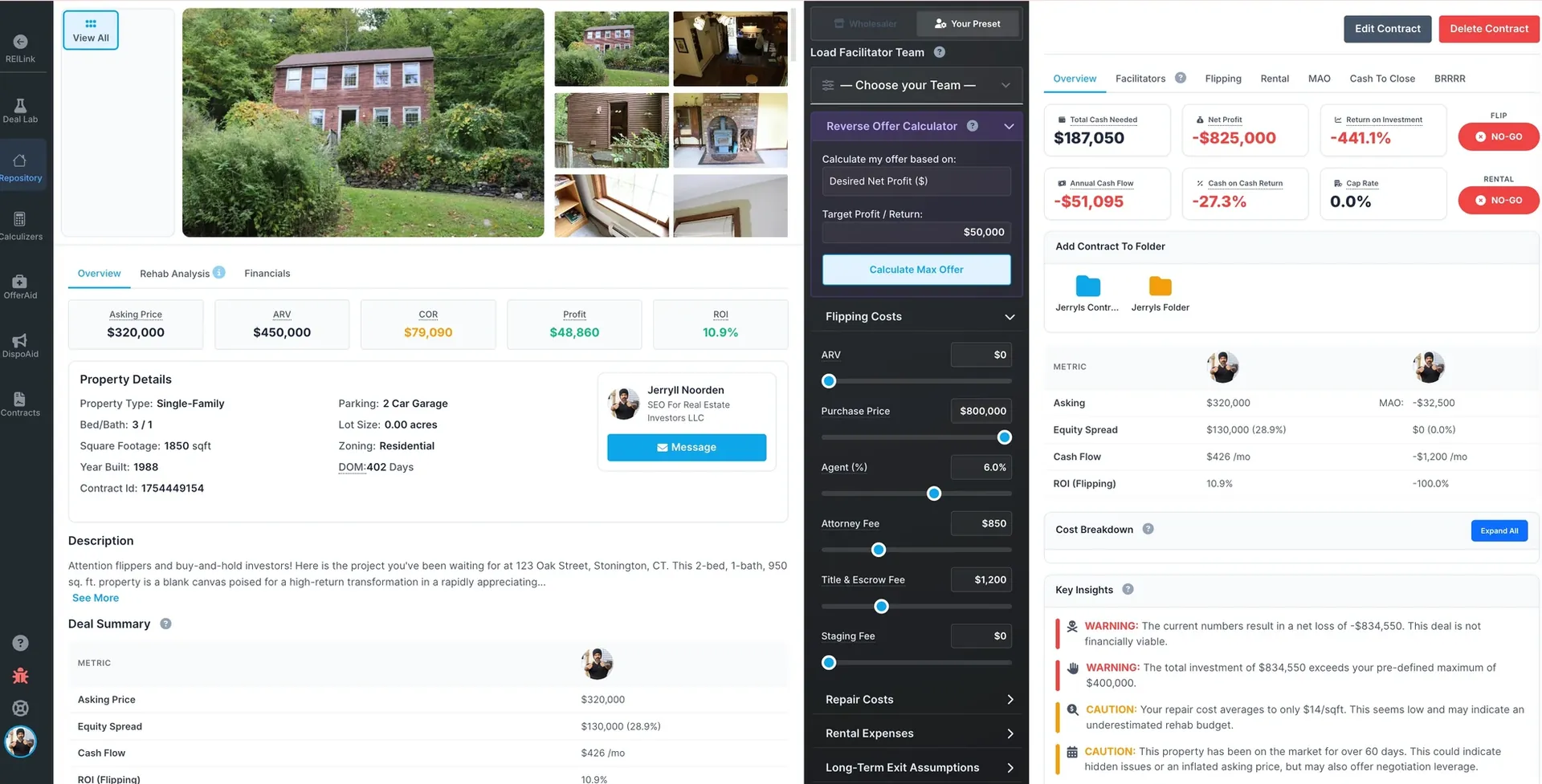 Apex Vivus: the Reverse Offer Calculator — ARV, repair costs, profit and ROI across every exit